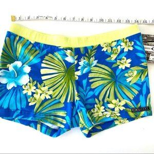 OP stretch shorts in a tropical  print, beach, resort, athletic